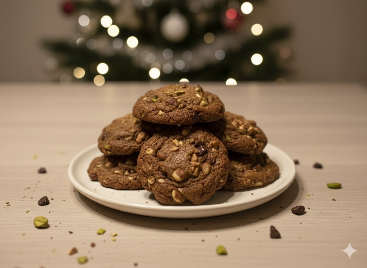 Pistachio chocolate cookies